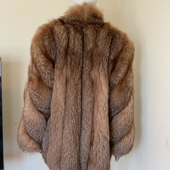Fox Fur Coat Medium / Large brown beige M L New - Picture 3 of 7